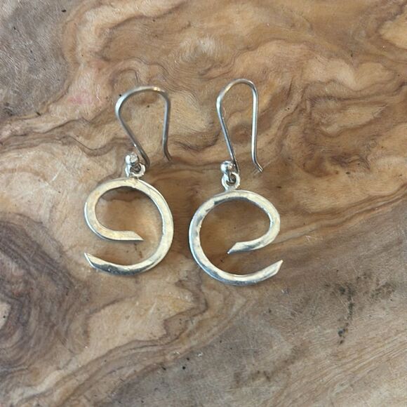 Sterling Silver abstract Swirl Dangle Earrings - Picture 2 of 4